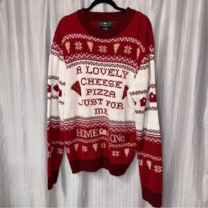 Home Alone Cozy Red Christmas ‘Pizza’ Sweater size 2xl Men’s